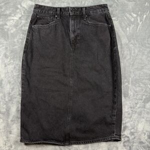 PAIGE Denim Women’s Black Distressed Wash Midi Skirt Size 26 NWOT